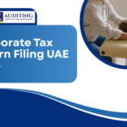 Corporate Tax Return Filing UAE 2026 banner showing UAE tax compliance, business tax filing services, and corporate tax support for companies.