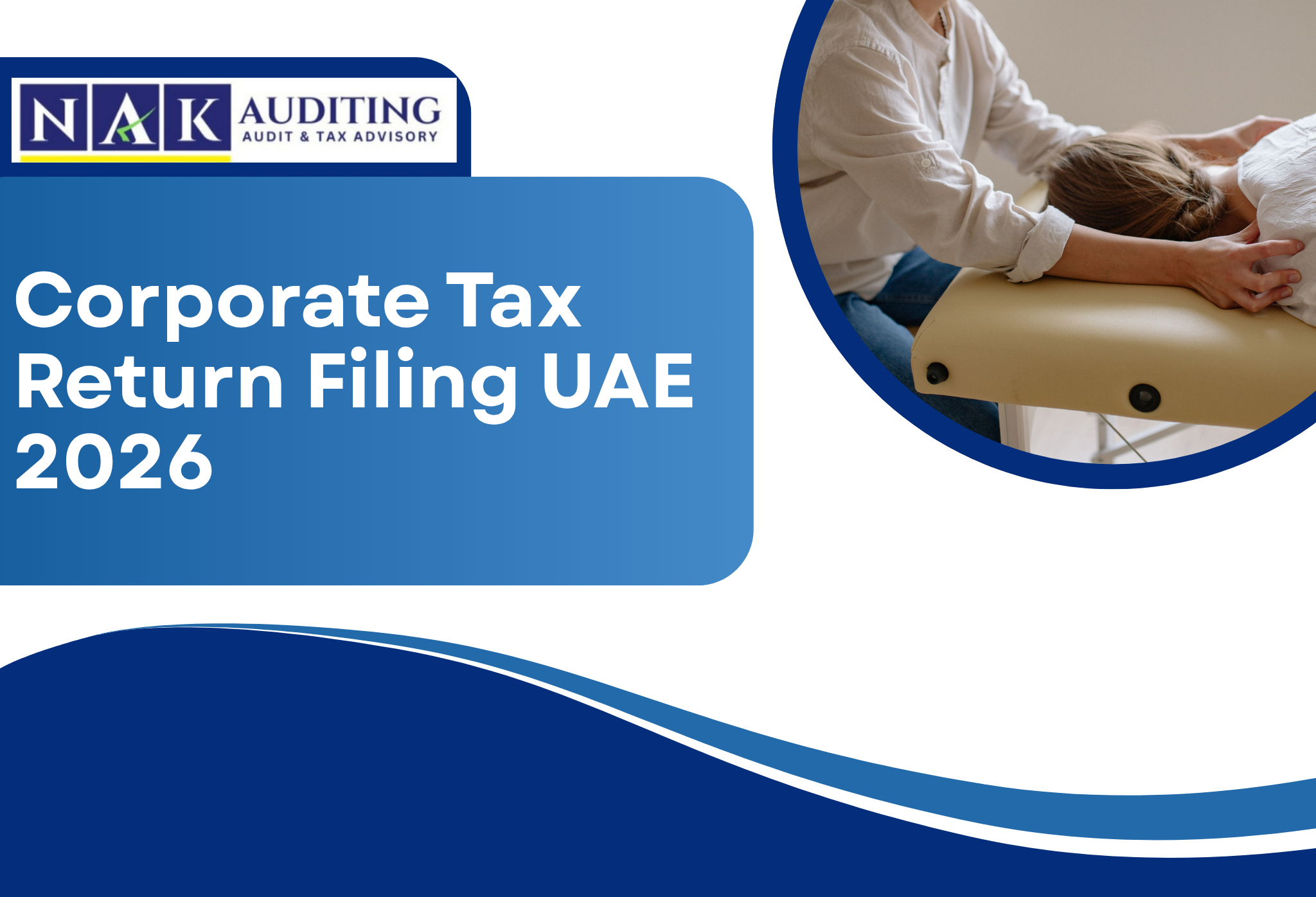 Corporate Tax Return Filing UAE 2026 banner showing UAE tax compliance, business tax filing services, and corporate tax support for companies.