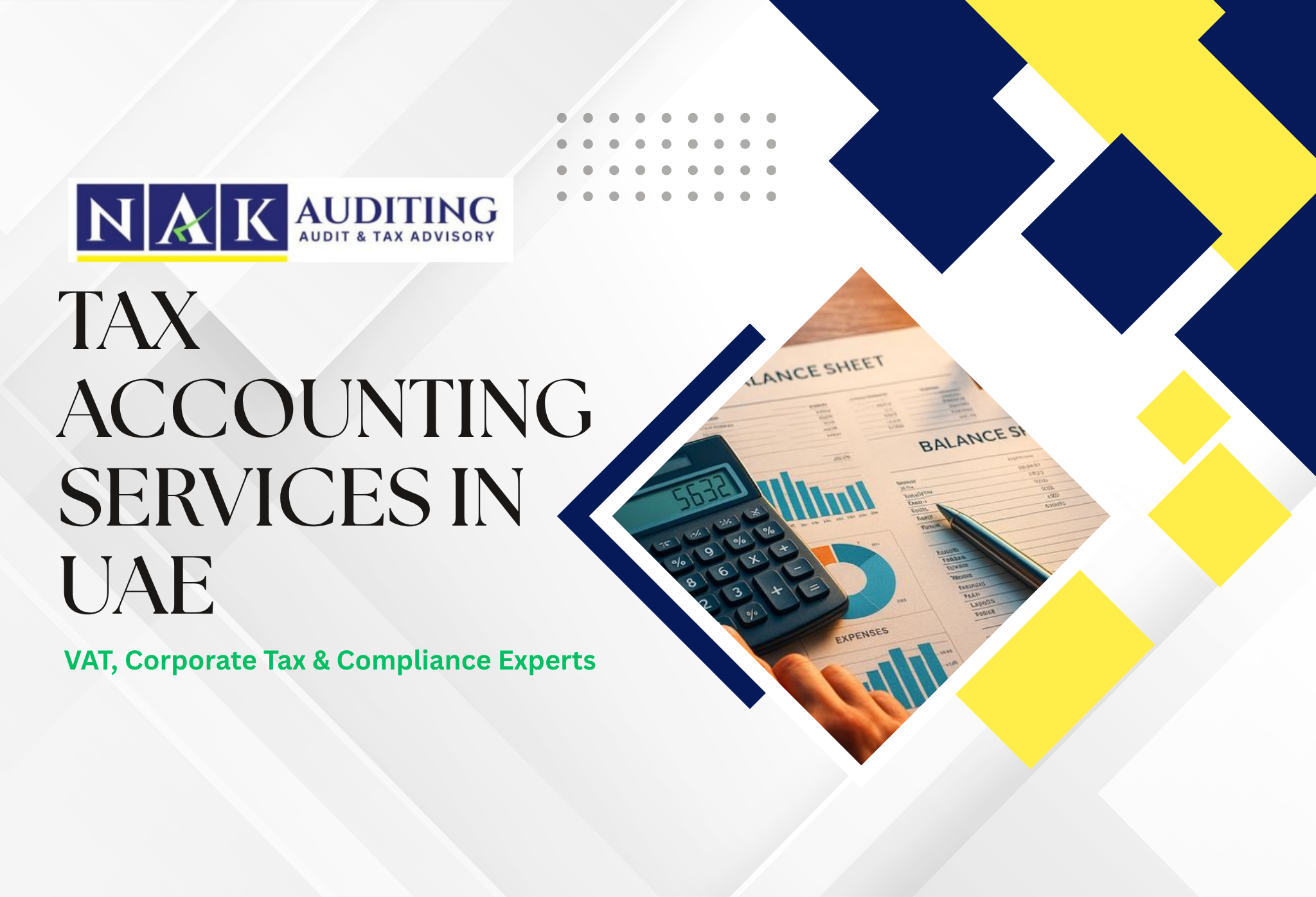 Tax Accounting Services in UAE supporting businesses with VAT filing, corporate tax compliance, accurate reporting, and smooth financial management