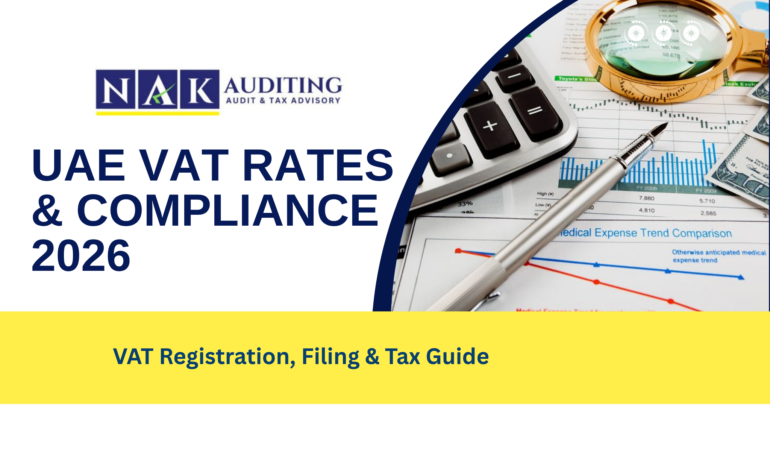 UAE VAT rates and compliance guide showing tax filing and business regulations in 2026
