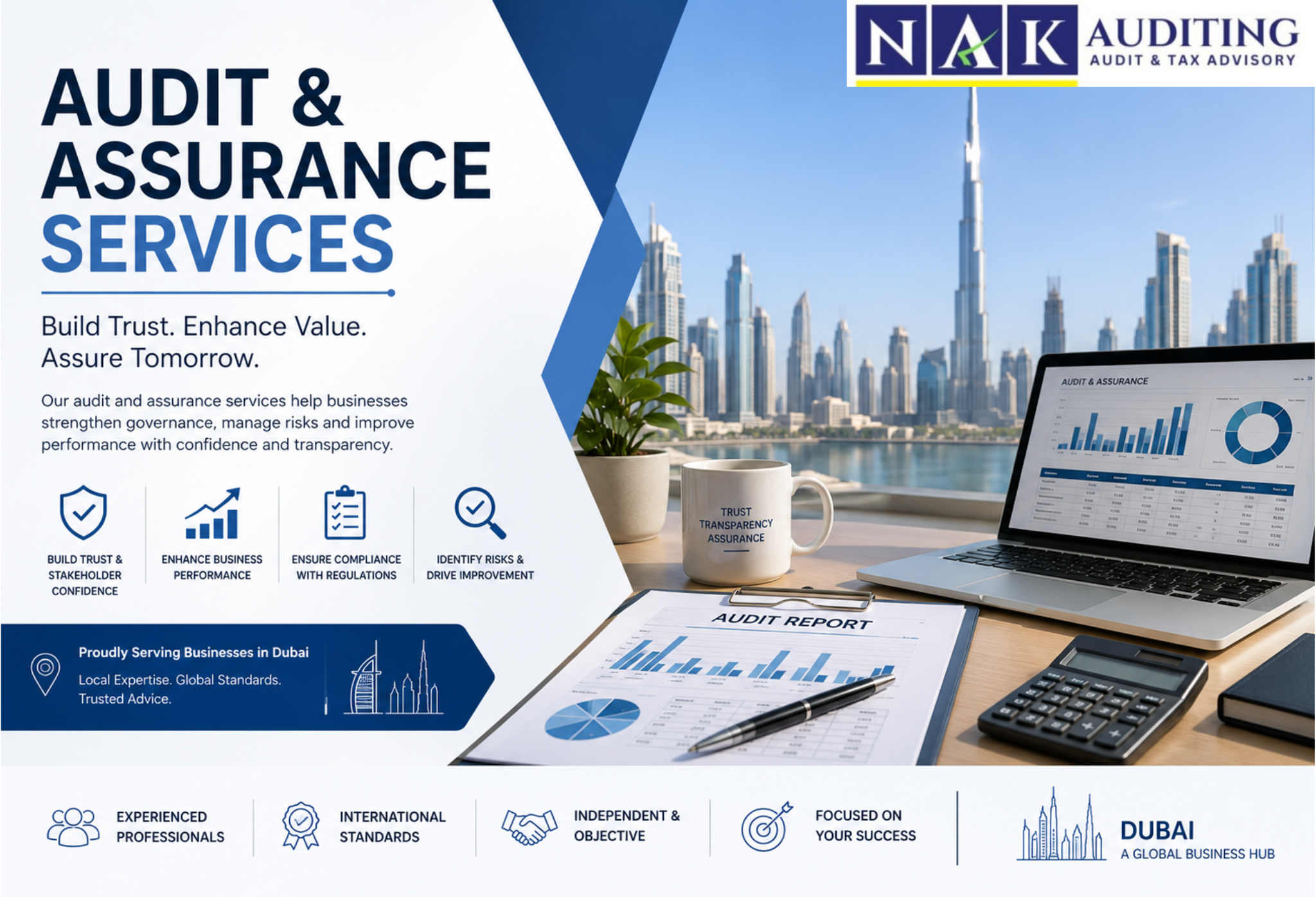 Audit & Assurance Services in Dubai helping businesses with financial reporting, risk assessment, and regulatory compliance