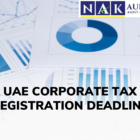 Business professionals reviewing tax documents for the UAE Corporate Tax Registration Deadline to ensure compliance and avoid penalties